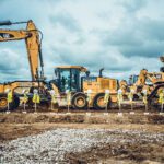 Greenbay Packaging Groundbreaking machinery on job site.